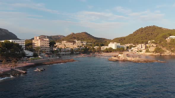 Sunset in Majorca, Spain by drone alt