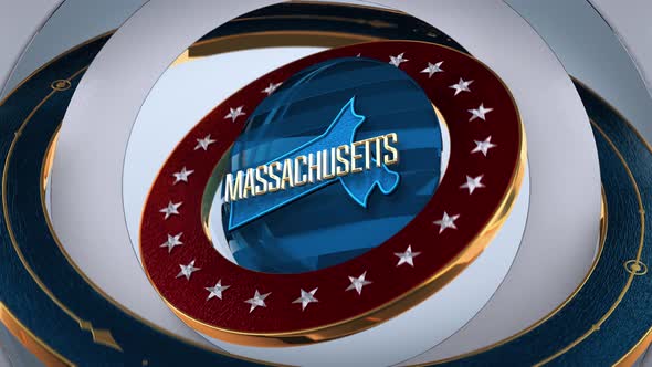 Massachusetts United States of America State Map with Flag 4K alt