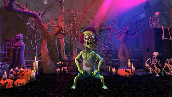Zombie twerking dancing in a graveyard party alt