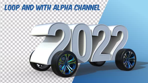 Number 2022 With Car Wheels