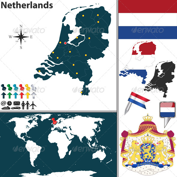 Map of Netherlands - Travel Conceptual