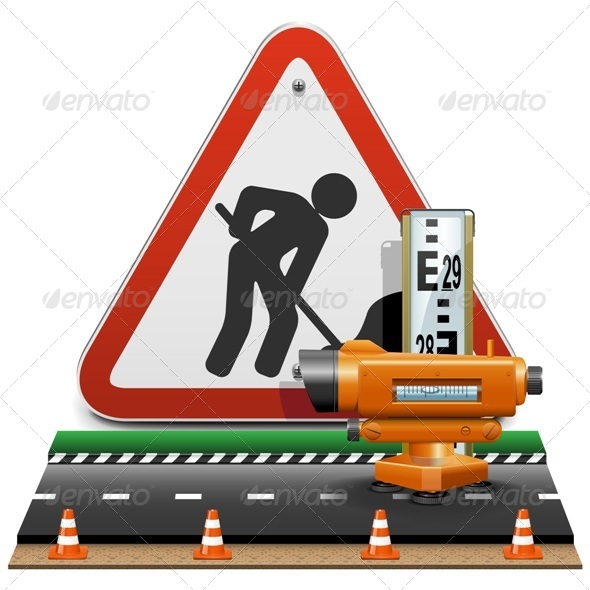 Vector Surveying Concept with Sign - Industries Business