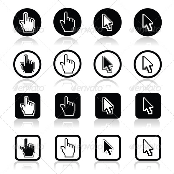 Hand and Arrow Cursor Icons Set - Web Technology