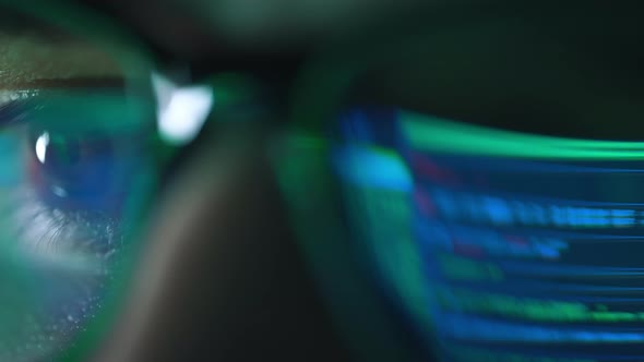 Closeup Portrait of Software Engineer Working on Computer