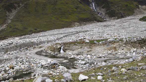 View of Himalayan Hills Himalayan Mountainous River and Himalayan Peaks