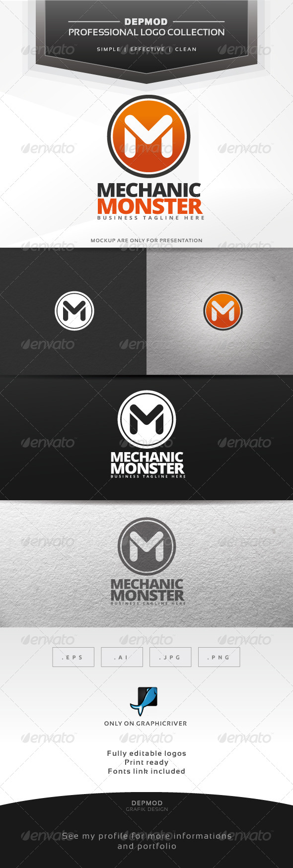 Mechanic Monster Logo - Letters Logo Templates