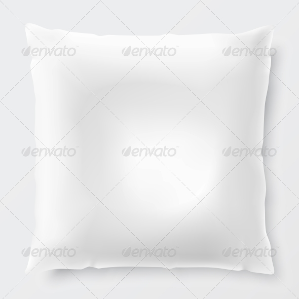 Isolated White Pillow with Shadow - Man-made Objects Objects