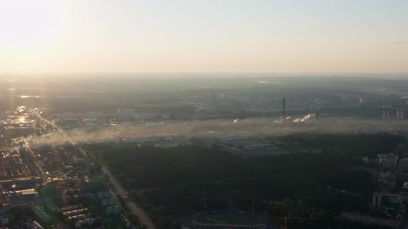 Aerial View Sunrise or Sunset in City Morning or Evening Cityscape alt