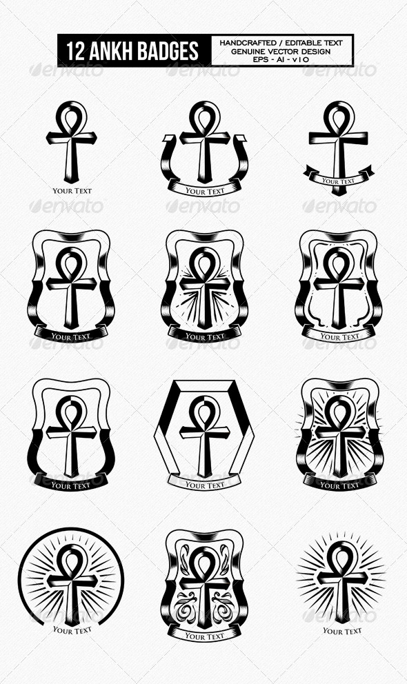 12 Ankh Badges - Religion Conceptual