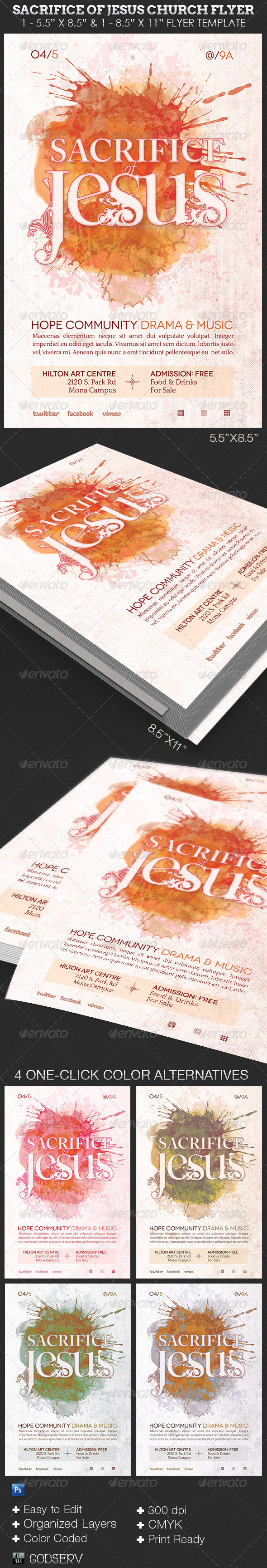 Sacrifice of Jesus Church Flyer Template - Church Flyers