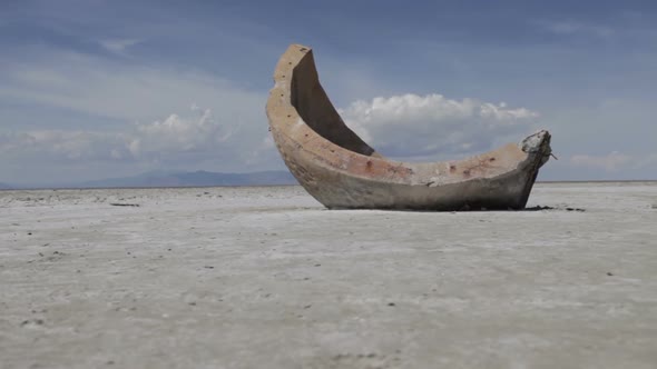 Slider shot of a strange cement object at the Utah Salt Flats. alt