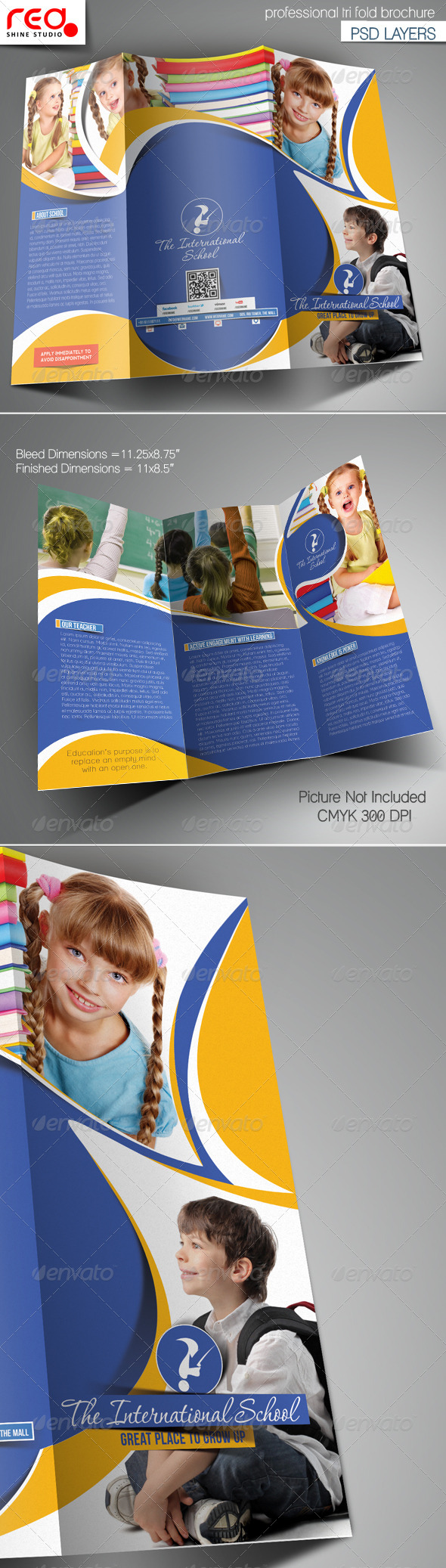 Junior School Promotion Trifold Brochure Template Throughout School Brochure Design Templates