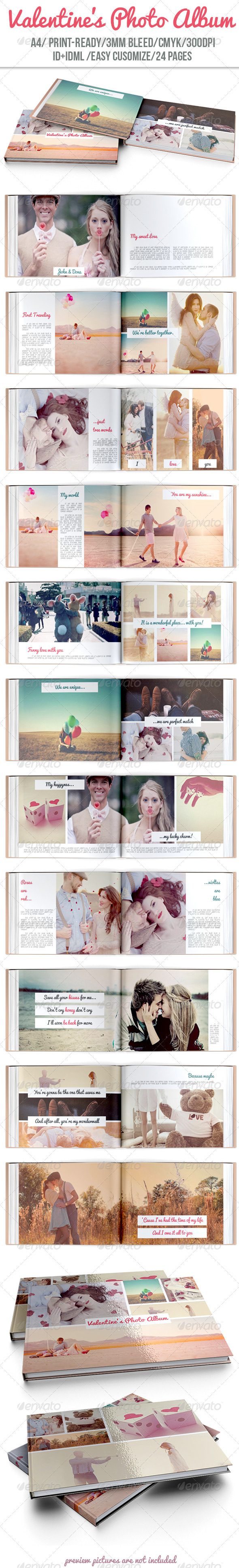 Valentines Photo Album - Photo Albums Print Templates
