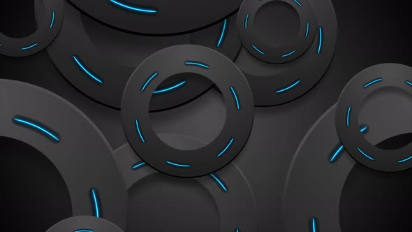 Black And Glowing Neon Blue Circles