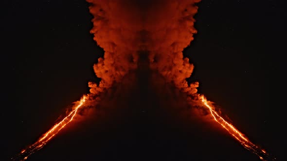 Reflected Night Timelapse of Klyuchevskaya Sopka or Klyuchevskoy Volcano Eruption on Kamchatka alt