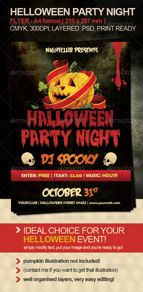 Halloween Party Night Flyer - Clubs & Parties Events
