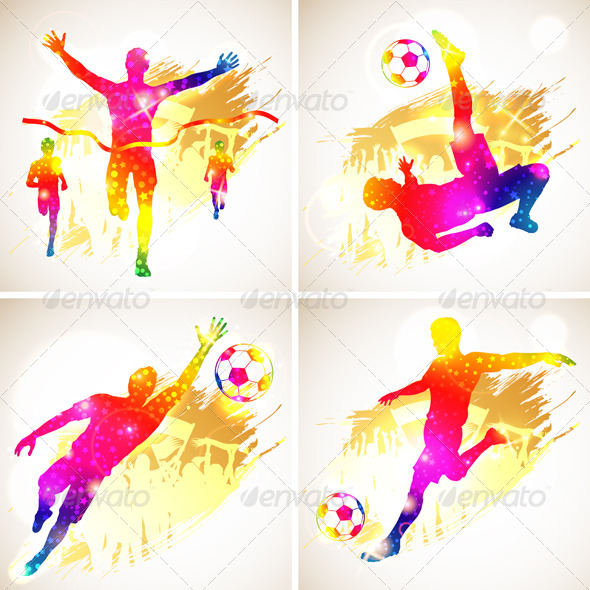 Soccer and Winner Silhouette - Sports/Activity Conceptual
