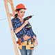 Brunette Girl in Worker Outfit - VideoHive Item for Sale