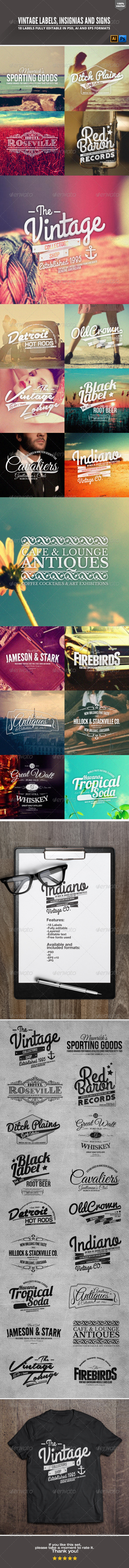 Vintage Badges Labels & Signs - Badges & Stickers Web Elements