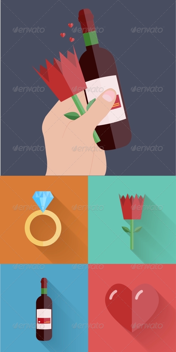 Flat Modern Love Backgrounds - Valentines Seasons/Holidays