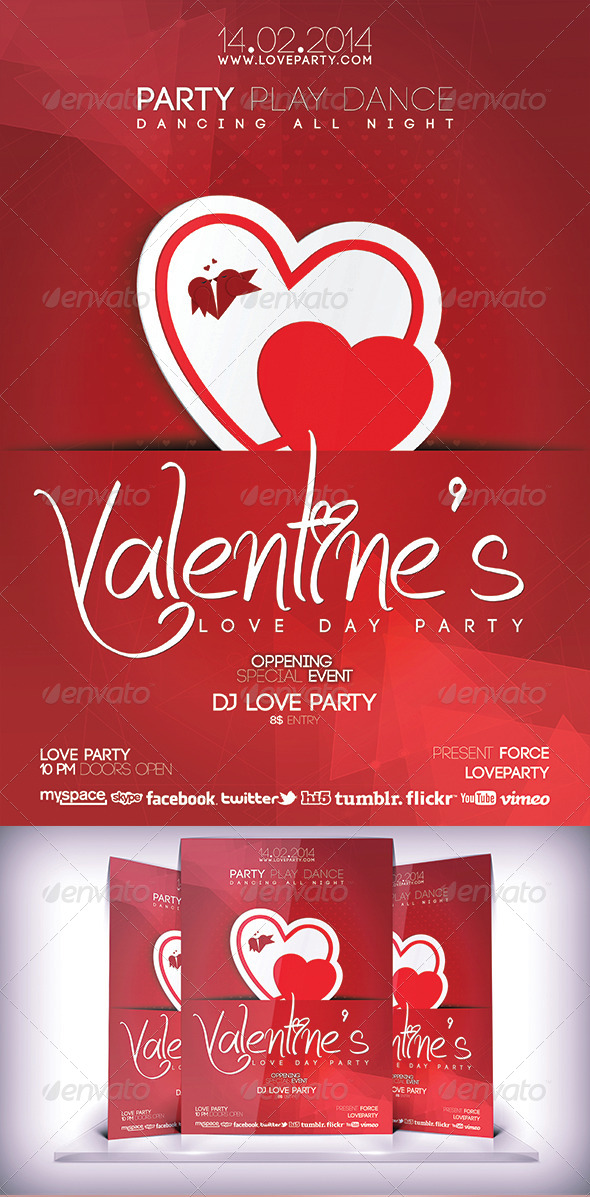 valentines love party flyer by cata05 graphicriver love flyers
