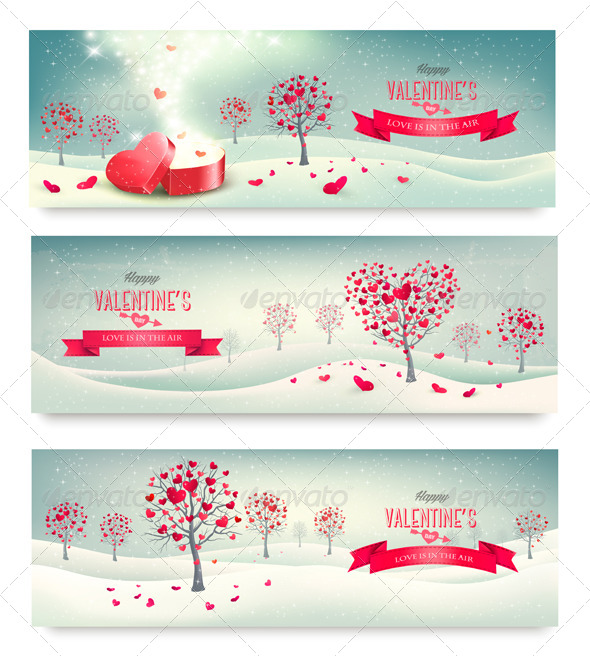 Valentine Trees with Heart-Shaped Leaves - Valentines Seasons/Holidays