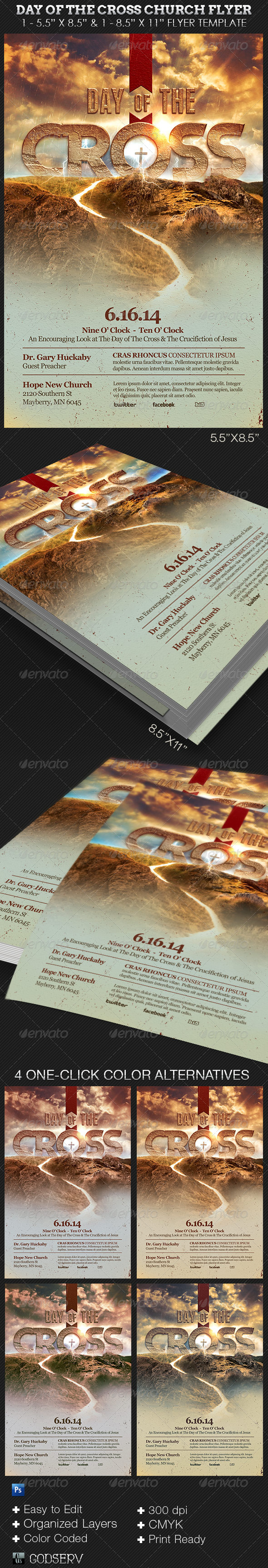 Cross Day Church Flyer Template - Church Flyers