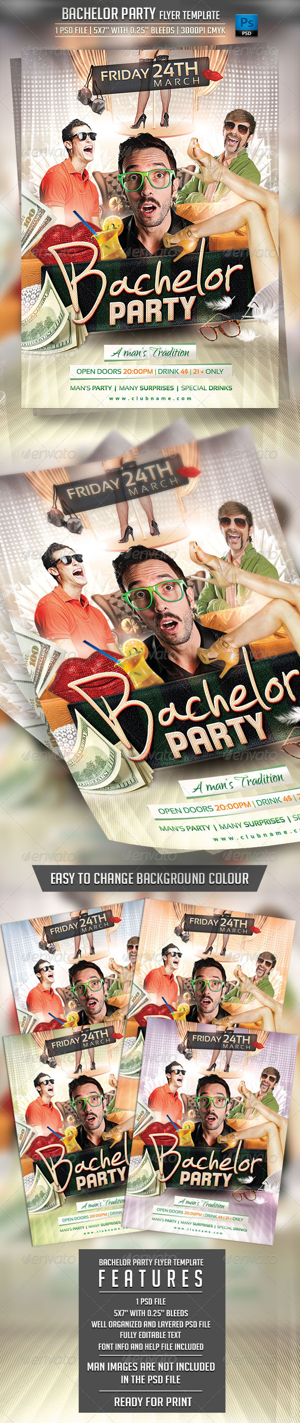 Bachelor Party Flyer Template - Clubs & Parties Events