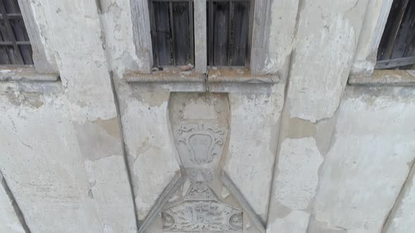 Aerial view of a building's facade alt