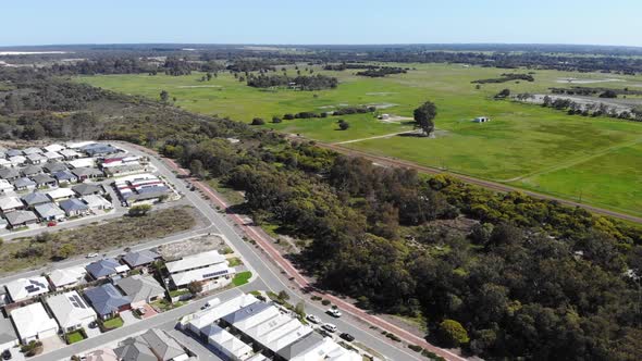 Aerial View of a Suburb with Grassland in Australia