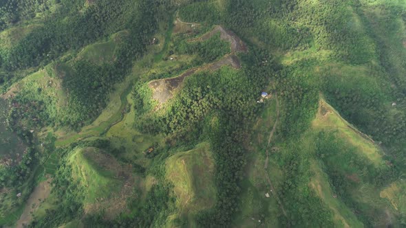 Top Down Asia Green Hill Aerial View Nobody Nature Landscape in Rural Legazpi Philippine alt