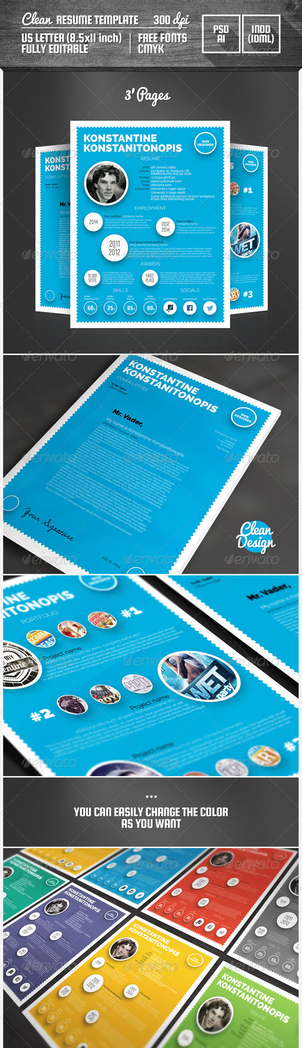 Clean Resume Template - Resumes Stationery