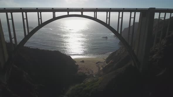 4K Aerial view of Bixby Creek Bridge in Big Sur California USA alt