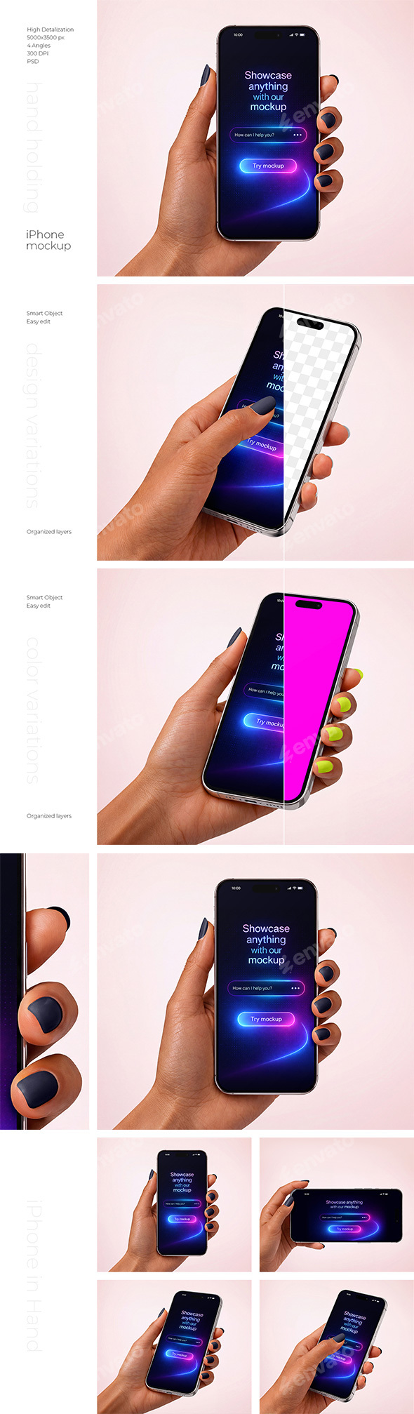 iPhone in Hand Mockup Set