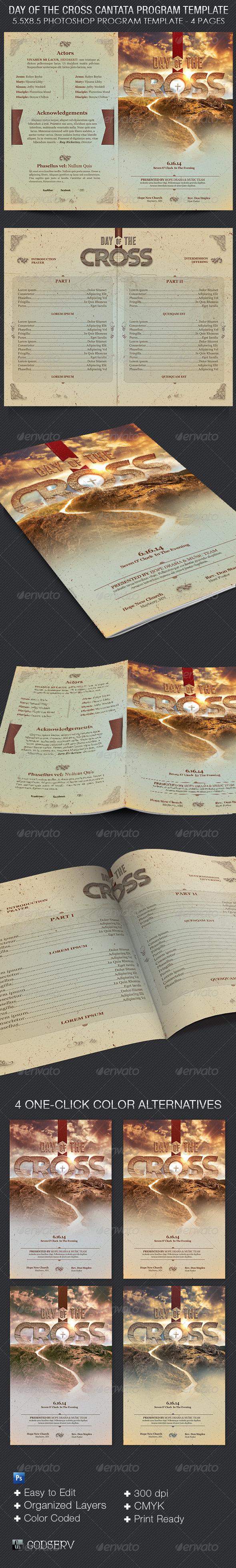 Cross Day Church Program Template - Informational Brochures
