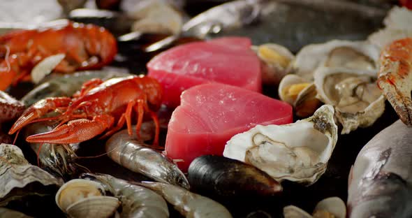 The Breast of Fresh Seafood Slowly Rotates.  alt