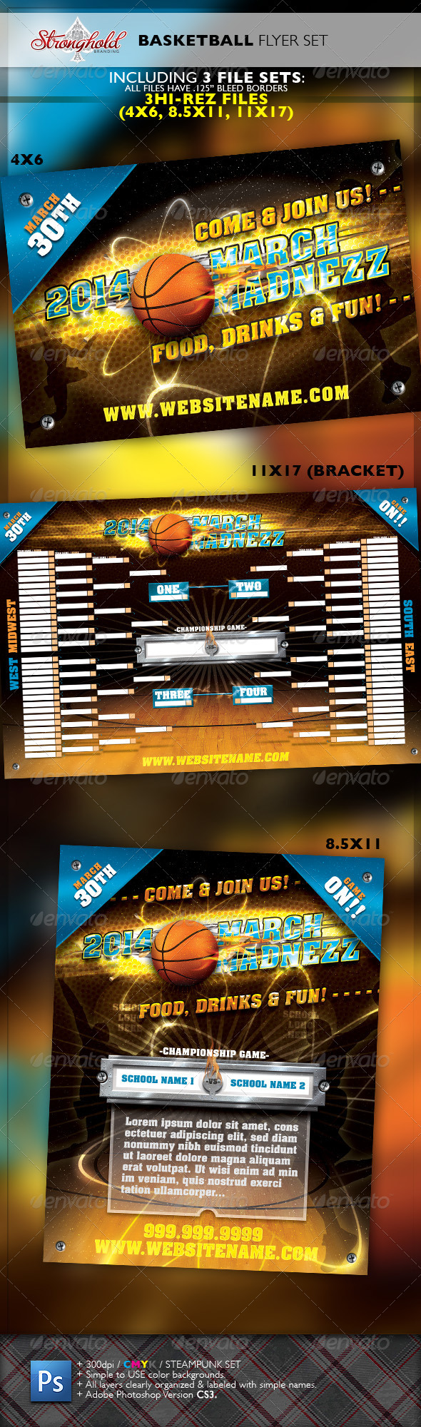 March Madnezz Basketball Tournament Flyer Set - Commerce Flyers