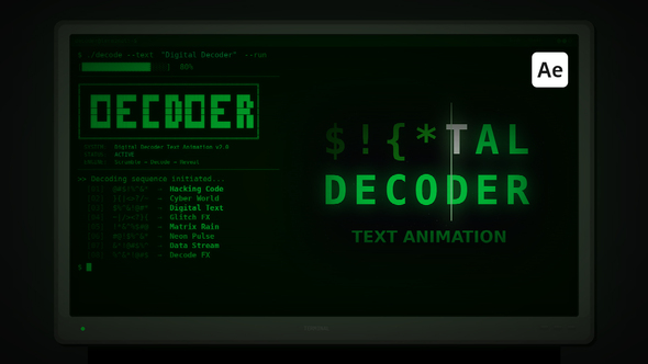 Digital Decoder Text Animation, After Effects Project Files | VideoHive