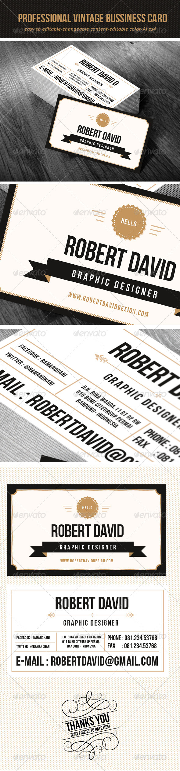 Professional Vintage Bussiness Card - Retro/Vintage Business Cards