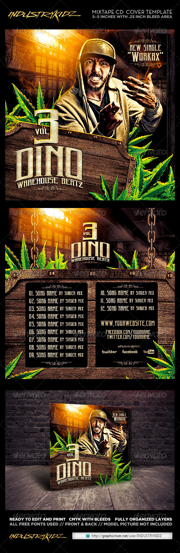 Mixtape Cover Design Template V2 - CD & DVD Artwork Print Templates