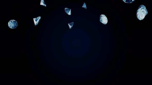 White diamonds fall from the top to bottom on dark background alt