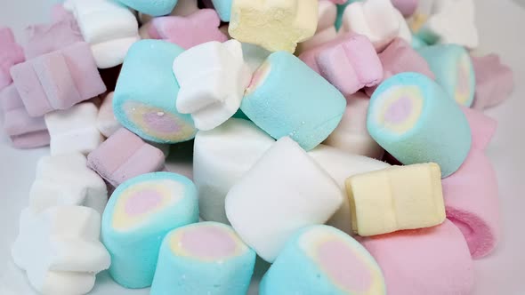 Types of colored marshmallow rotating
