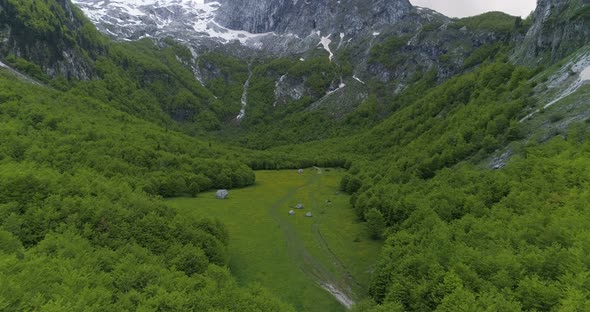Aerial View of Grebaje Valley Prokletije Mountains