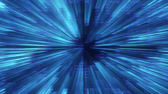 Blue Abstract Technology Data Grid with Light Rays Background Loop