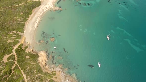 Aerial view of the rocky coast in Sardinia, Italy alt