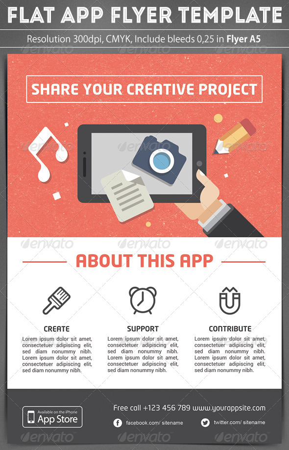 Flat App Flyer Template - Commerce Flyers