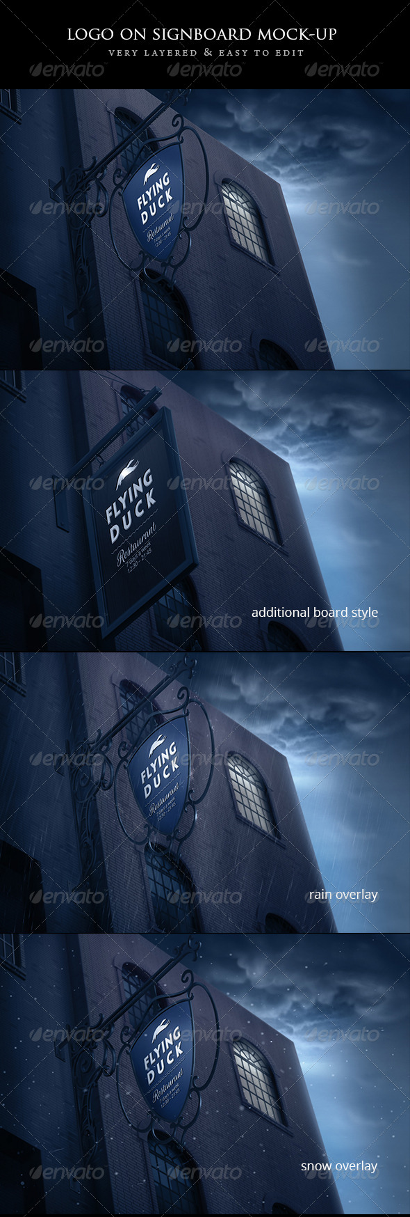 Logo on Vintage Signboard Mock-up - Product Mock-Ups Graphics