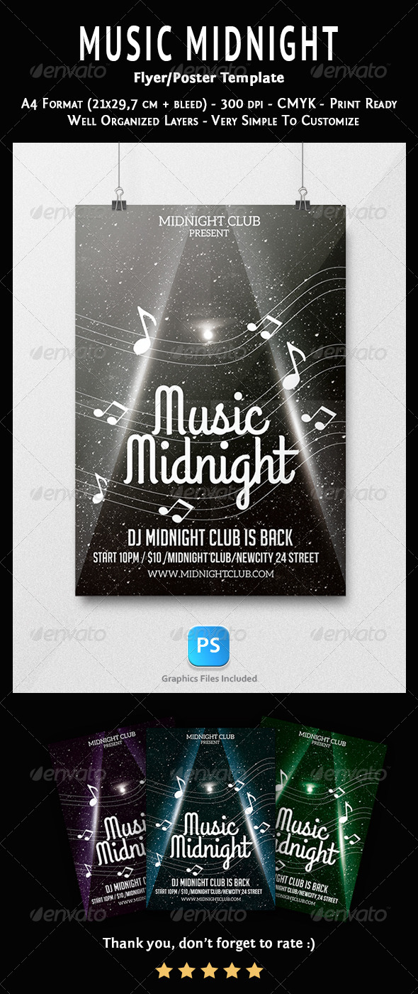 Music Midnight Flyer Template - Concerts Events
