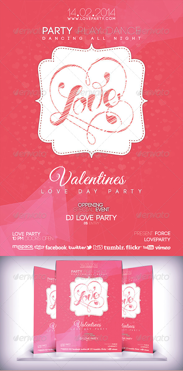 Love Day Party Fyer - Flyers Print Templates