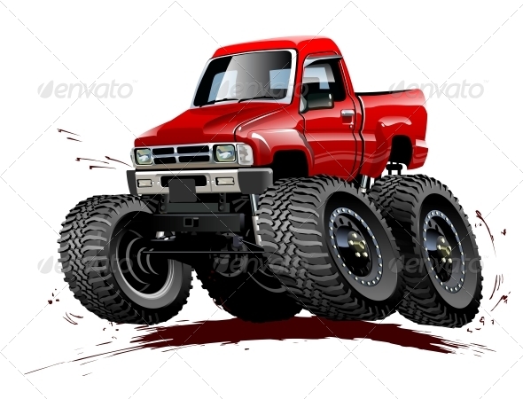 Cartoon Monster Truck One-Click Repaint - Man-made Objects Objects